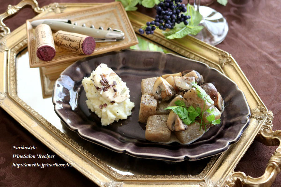 こんにゃくとマッシュルームのブルーチーズクリーム煮イメージ